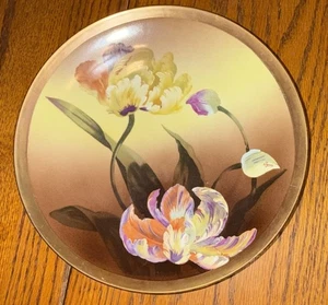 Antique Vintage Plate Hand Painted Royal Astria Porcelain Orchidées Signed - Picture 1 of 9