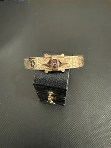 "Pulsera victoriana de oro laminado WE.W.&Co de colección flor grabada 2""x 1/4"" 5,2 g" - Imagen 1 de 11
