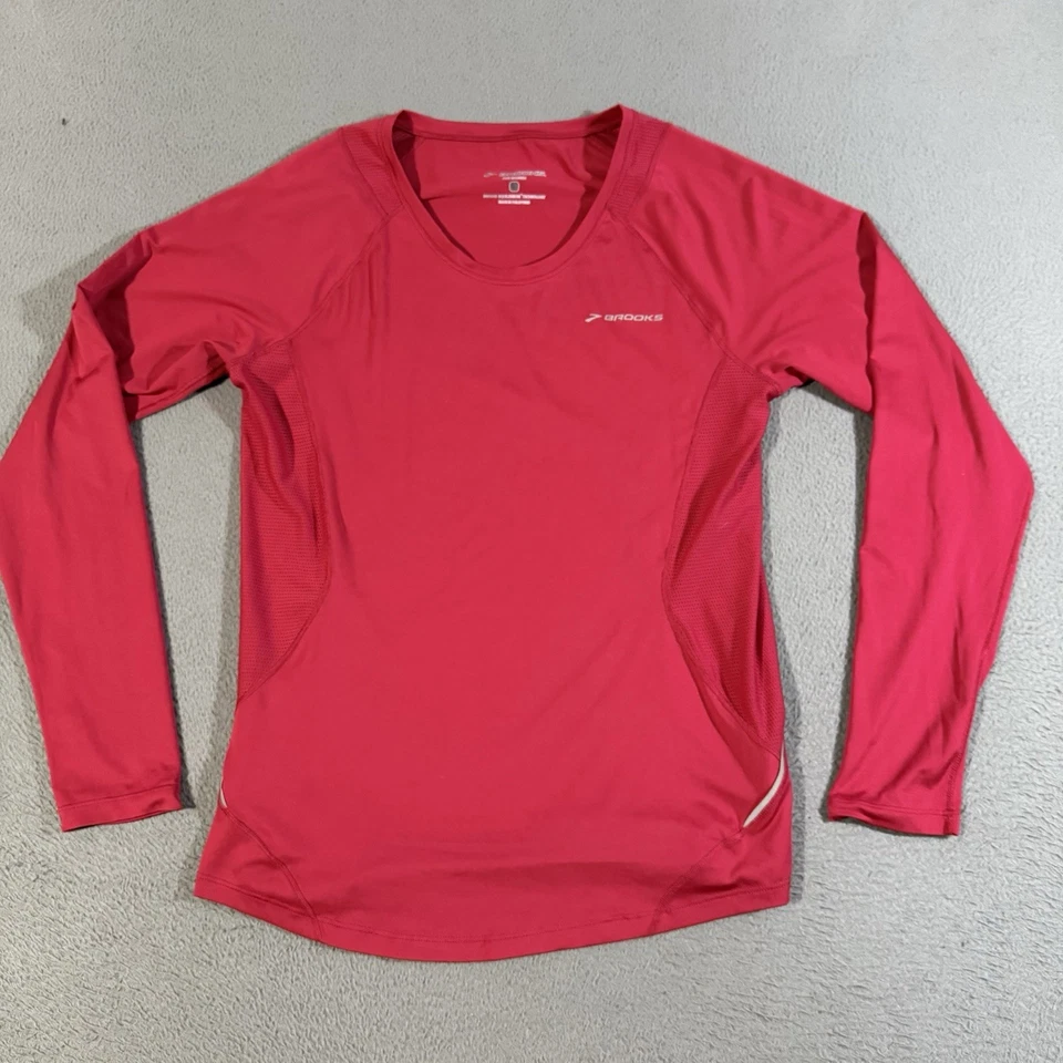 Brooks Cuello Redondo Pullover Correr Manga Larga Camiseta de Pista Para Mujer Talla Grande Roja Foto 1 de 4