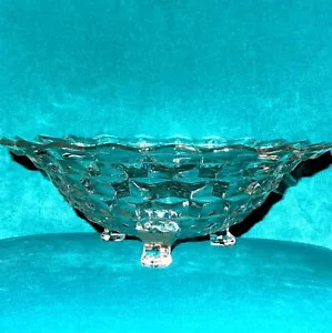 10" FOSTORIA American Clear Glass 3-Toed Footed Bowl - Picture 1 of 5