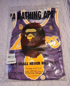 BAPE x Mitchell & Ness LA Lakers Swingman Jersey XL Purple A Bathing Ape FW19 - Picture 1 of 6