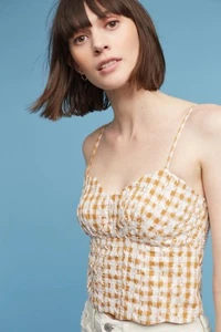 Anthropologie Scalloped Crop Top By Maeve, Neutral Motif, Size 12 NWT $68 - Picture 1 of 5