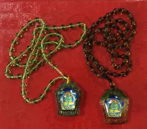 Statua Buddha verde tara ciondolo feng shui tibetano buddista amuleto collana - Foto 1 di 7