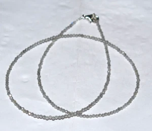 925 Argento Sterling Pietra Labradorite 2 MM Perline Rotonde 32 " Stringa - Foto 1 di 10