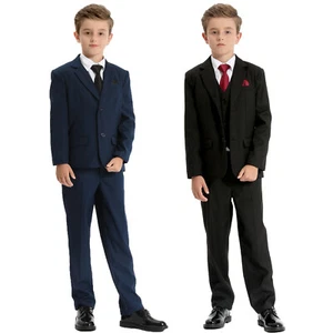 Boys Suits Wedding Suit Kids Page Boy Party Formal Prom Pants Set 5PCS, 6-16Y - Picture 1 of 11