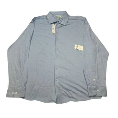 Camisa de vestir Bar III ajustada tejida XL 17-17,5 azul claro elástica con botones Foto 1 de 4
