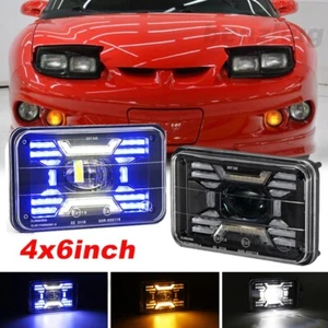4X6" Hi Lo Headlight&Blue DRL+Amber Turn For Pontiac Firebird Trans Sport 80-02 - Foto 1 di 12