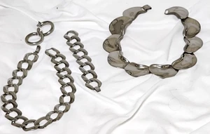 Polished pewter collar necklace & chrome chain necklace with bracelet  - Picture 1 of 22