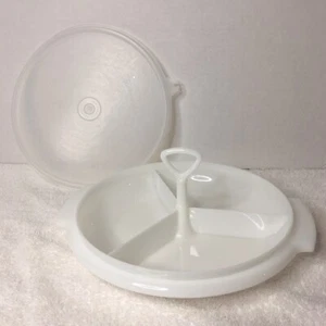 Vintage Tupperware weiß geteilt Tablett Caddy Suzette Gewürz Relish Süßigkeiten 608 - Bild 1 von 5