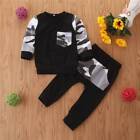 Toddler Kids Boys Camouflage Top T-Shirt Long Pant 2Pcs Sets Outfits Clothes US