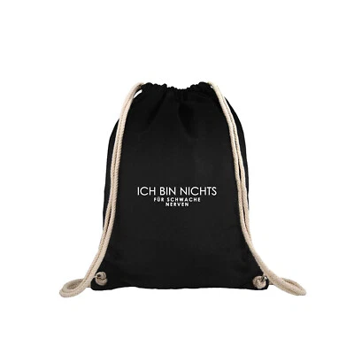 Premium Turnbeutel Gymsack Sportbeutel Damen Herren Ich bin ... -Schwarz- NEU - Bild 1 von 4