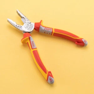 NWS 7" High Leverage Combination Pliers CombiMax VDE - Matte Chromium - SoftGrip - Picture 1 of 6