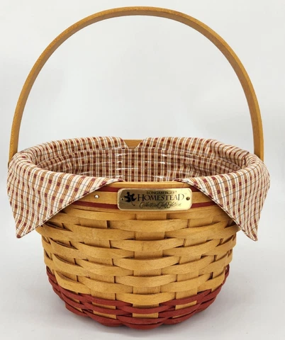 Longaberger 1999 Collectors Club Homestead Apple Basket+Fabric Liner+Protector Cover
