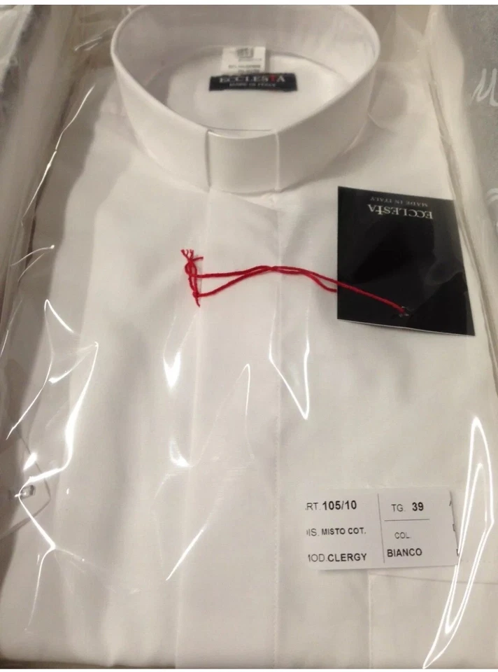 Camicia per Sacerdote Clergy Misto Cotone bianco - manica corta - Made in Italy - Immagine 1 di 1