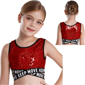 Kids Girl's Tops Performance Vests Festival Vest Dance Blouse Cheerleading Tank - Picture 1 of 67