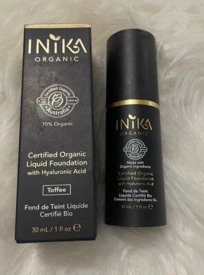 INIKA Certified Organic Liquid Foundation Toffee NL9 30 ml  BRAND NEW in BOX - Image 1 of 2