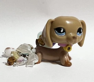 Handmade Littlest Pet Shop Keychain W/Dachshund Dog - Picture 1 of 4