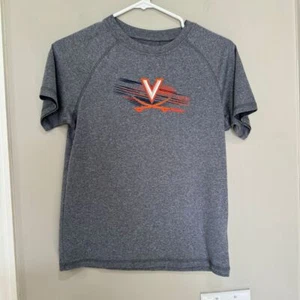 UVA Virginia Cavaliers Kids Athletic T-Shirt Gray Orange Logo Sports Fan L - Picture 1 of 7