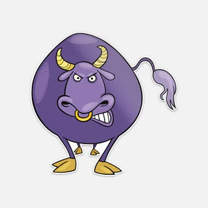 Calcomanía adhesiva de vinilo de dibujos animados de animales Angry Bull - Imagen 1 de 1