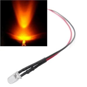 1 Pz. DIODO LED ARANCIONE AMBRA CABLATO 3 mm alta luminosità 2-12V cavetti 20cm - Foto 1 di 2
