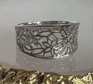 Vintage Filigree Thumb Flower Leaf 925 Sterling Silver Ring - Picture 1 of 5