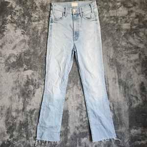 Mother Women The Hustler Ankle Fray Blue Jeans Size 24x26.5 Raw Hem High Rise - Picture 1 of 13
