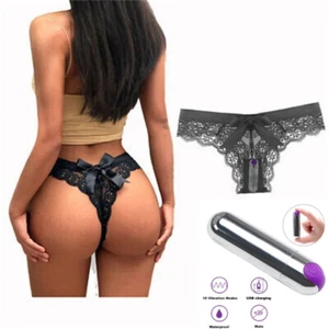 Bragas Vibradoras Usables Inalámbricas Impermeables para Mujer Juguetes Ropa Interior Negra - Imagen 1 de 10