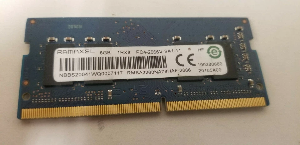 RAMAXEL RMSA3260NA78HAF-2666 8GB 1Rx8 PC4-2666V-SA1-11 Laptop RAM - Image 1 of 1