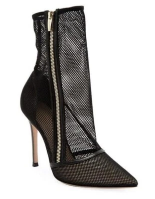 Gianvito Rossi Katniss черный сетки Stiletto каблука ботинок 37, новый - Изображение 1 из 4