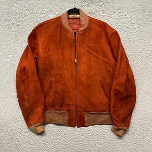 Chaqueta Bomber Gamuza Para Hombre L Naranja Verdadera Vintage Años 60 Cuero Conmar Retro - Imagen 1 de 13