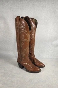 Vintage HONDO Boots Women 5.5 B Leather 17" Western Cowgirl Cowboy Authentic - Picture 1 of 10