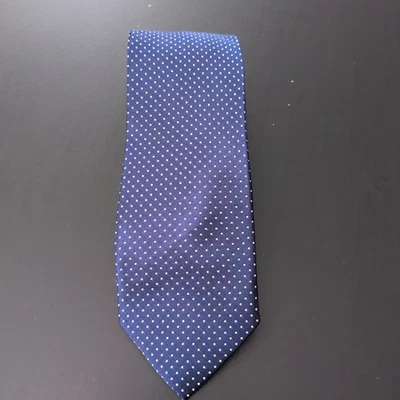Corbata Bruno Piattelli azul con micro lunares blancos 100 % seda 62" Foto 1 de 4