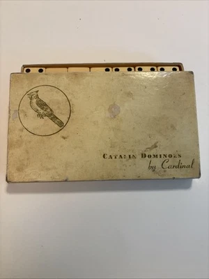 VTG Catalin Bakelite Butterscotch Dominoes by Cardinal USED - Image 1 of 3
