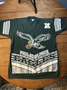 Vintage Philadelphia Eagles AOP Salem Sportswear 1995 Green T Shirt Size L - Picture 1 of 16