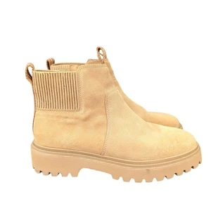 Madewell The Henry Lug Sole Suede Boot Women's Chelsea Ankle Booties Tan 9 NC306 - Picture 1 of 8