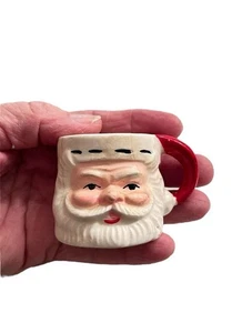 VTG 1950s Napco MINI Santa Mug with Tag Japan Hand Painted **FLAWS** Cracked - Picture 1 of 12