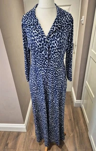 Onjenu Black Leppard Print Wide-leg Jumpsuit Uk 14 3/4sleeve Holiday Cruise - Picture 1 of 16