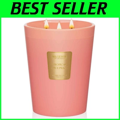 Chic 3-Wick Tropical Spice Peach Candle – 150 Hour Burn Time, Perfect Gift Idea - Image 1 of 4