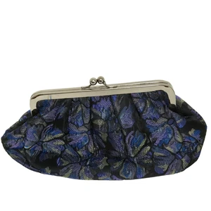 Vintage Joan Rivers blau/schwarz Gobelin Abend Clutch Handtasche mit Kettenriemen - Bild 1 von 3