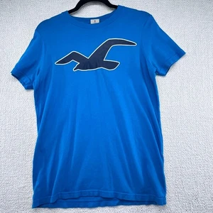 Hollister Mens T Shirt Medium Blue Graphic Logo Casual Crew Neck Tee - Picture 1 of 12