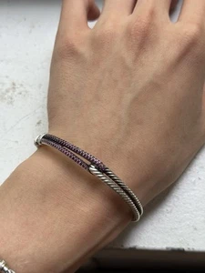 David Yurman Infinity Bracelet 925 Size Small With Pink Sapphire - Picture 1 of 11