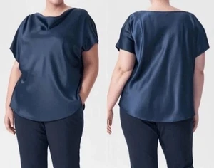 NWT Universal Standard Viva Boatneck Satin Blouse in Blue sz 4xL - Picture 1 of 8