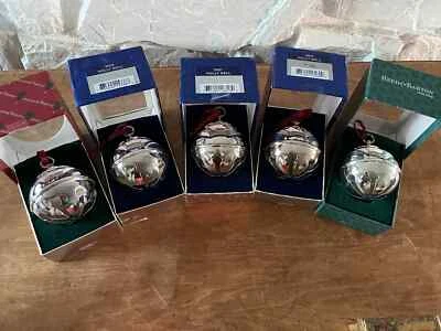 Reed & Barton Silverplate Holly Sleigh Bell Ornament  1999 2000 2001 2002 2003 - Image 1 of 2