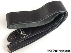 Used Fender USA Custom Shop GUITAR STRAP Stratocaster Strat- Black Leather! - Picture 1 of 1