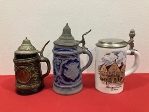 Vintage ORIGINAL KING KAISER Made In Germany Lidded Beer Stein MIX LOT OF 3 - Picture 1 of 23