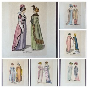 SIX Vintage Hand-Col Regency Fashion Plates Edizioni Falteri Florence Phillips - Picture 1 of 15