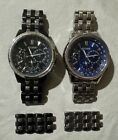 2 For 1 Men’s Citizen Calendrier Eco-Drive Watches Blue Black Silver Watch Pair