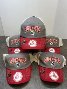 5 neue Ohio State Buckeyes verstellbare Mütze Netzrücken Druckknopflasche rot grau Fan1 OSU - Bild 1 von 8