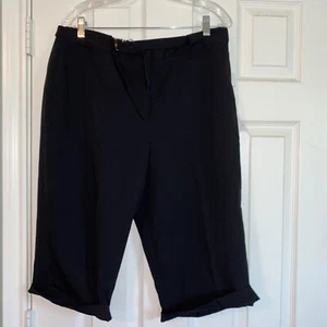 NWT Sz 16 Larry Levine Stretch City Shorts Black Preppy - Picture 1 of 8