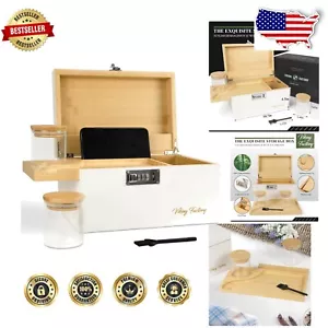 Elegant 11" Bamboo Box with Combination Lock - Ideal for Makeup & Essentials - Picture 1 of 8